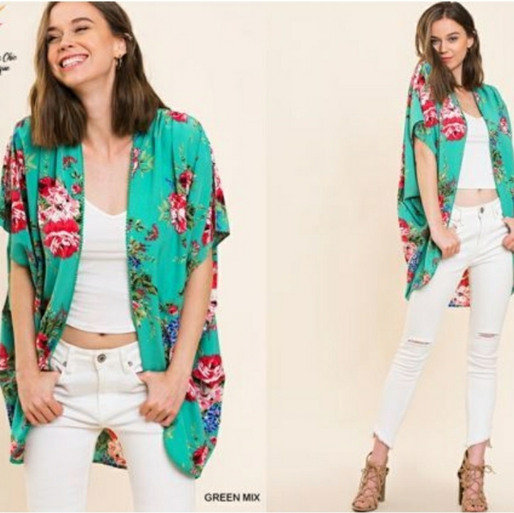 Teal floral Cardigan